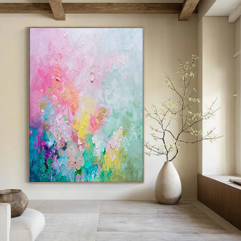 Oversized Custom Hand-Painted Abstract Art for Cottage Kitchen Island Back Wall and Office Credenza Wall DLZ1923