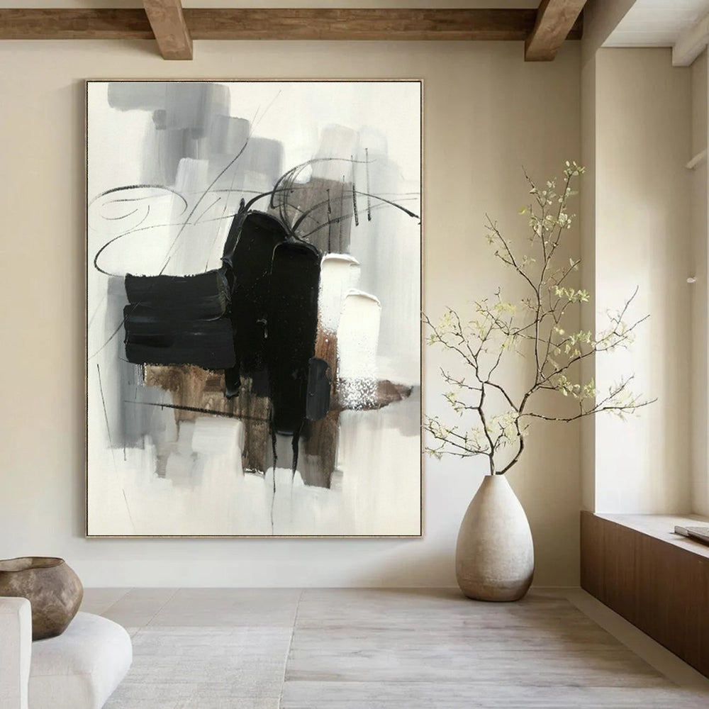 Extra-Large Handmade Abstract Canvas for Cottage Bedroom & Living Room DLZ1282