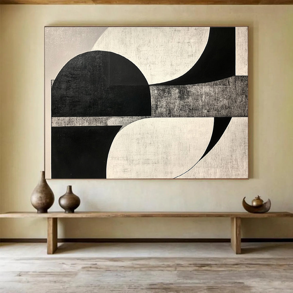 Monochromatic Geometric Forms Abstract Painting DYP099