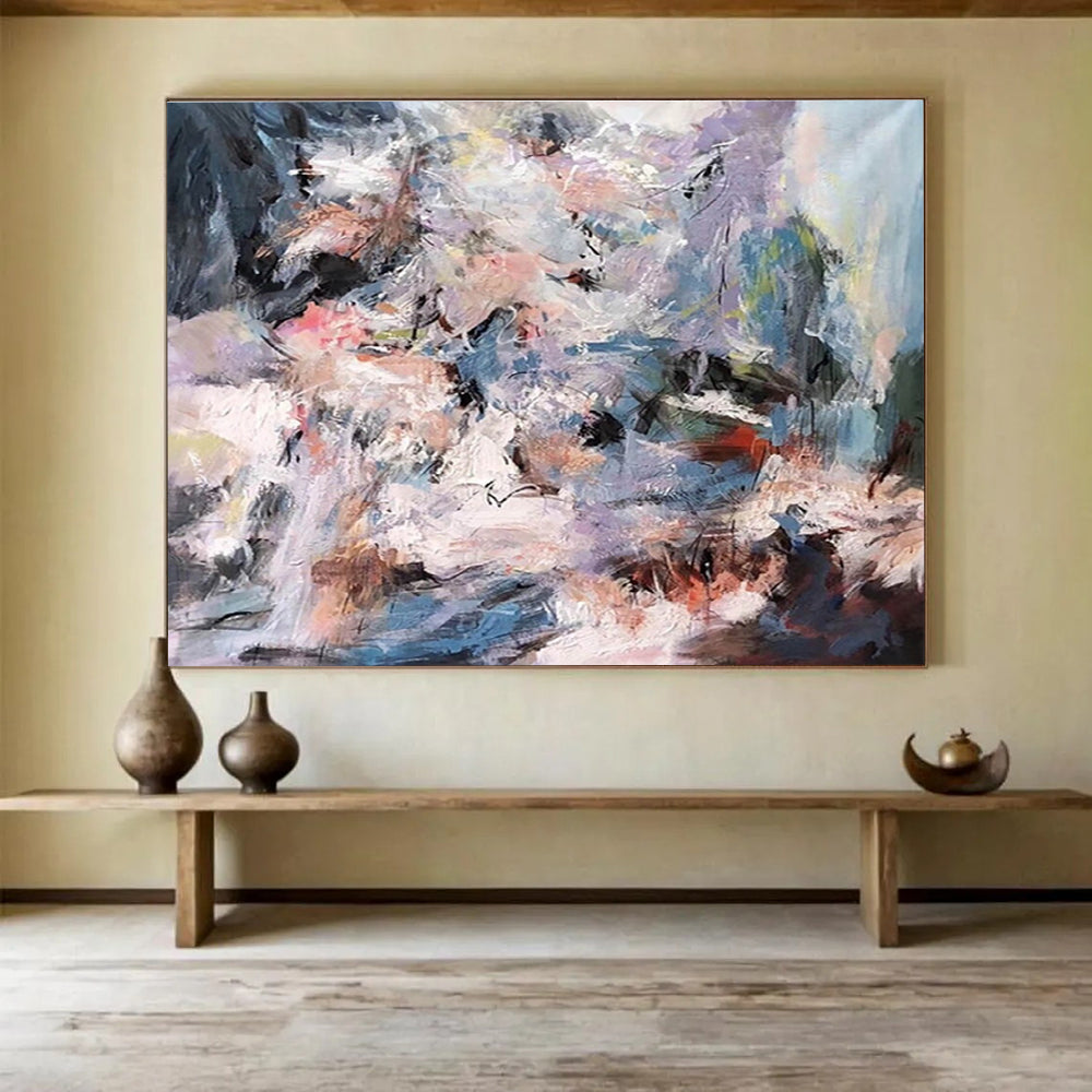 Colorful Chaos Abstract Painting with Vibrant Mixed Hues THY151