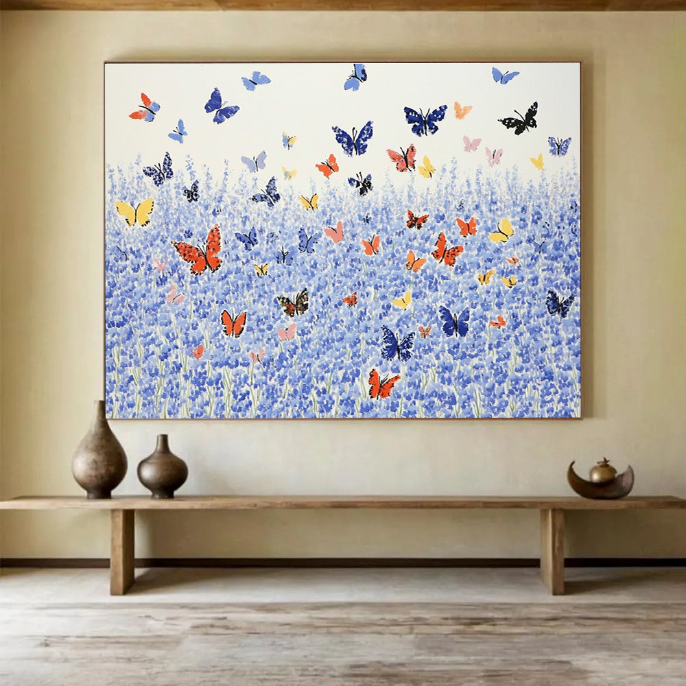Blue Field Colorful - Butterfly Abstract Painting DYP055