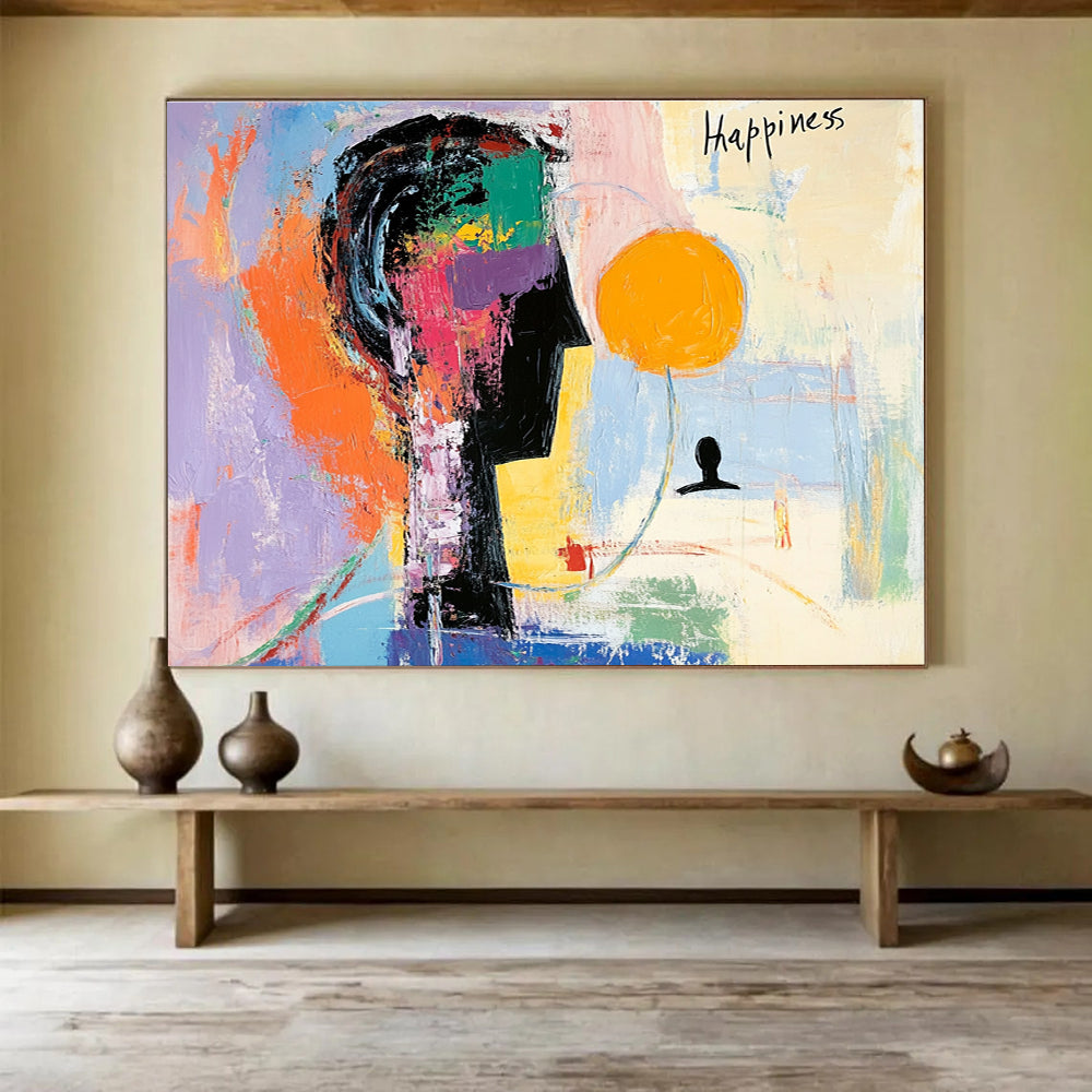 Abstract Happiness Figure Painting with Colorful Palette DYP517