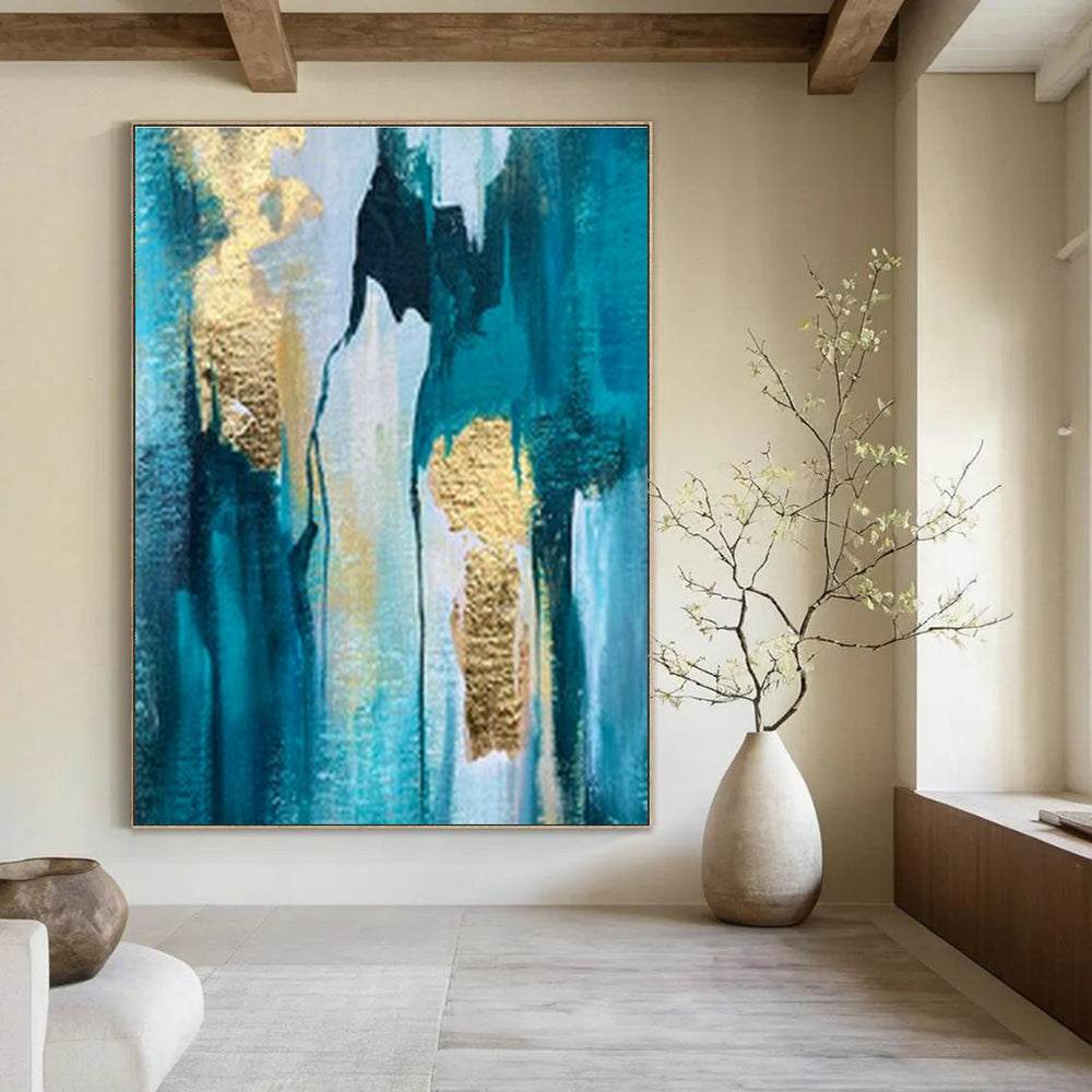 Large Customizable Hand-Painted Abstract Canvas for Living Room Window Treatment Wall and Bedroom Bedside Table Wall DLZ1904