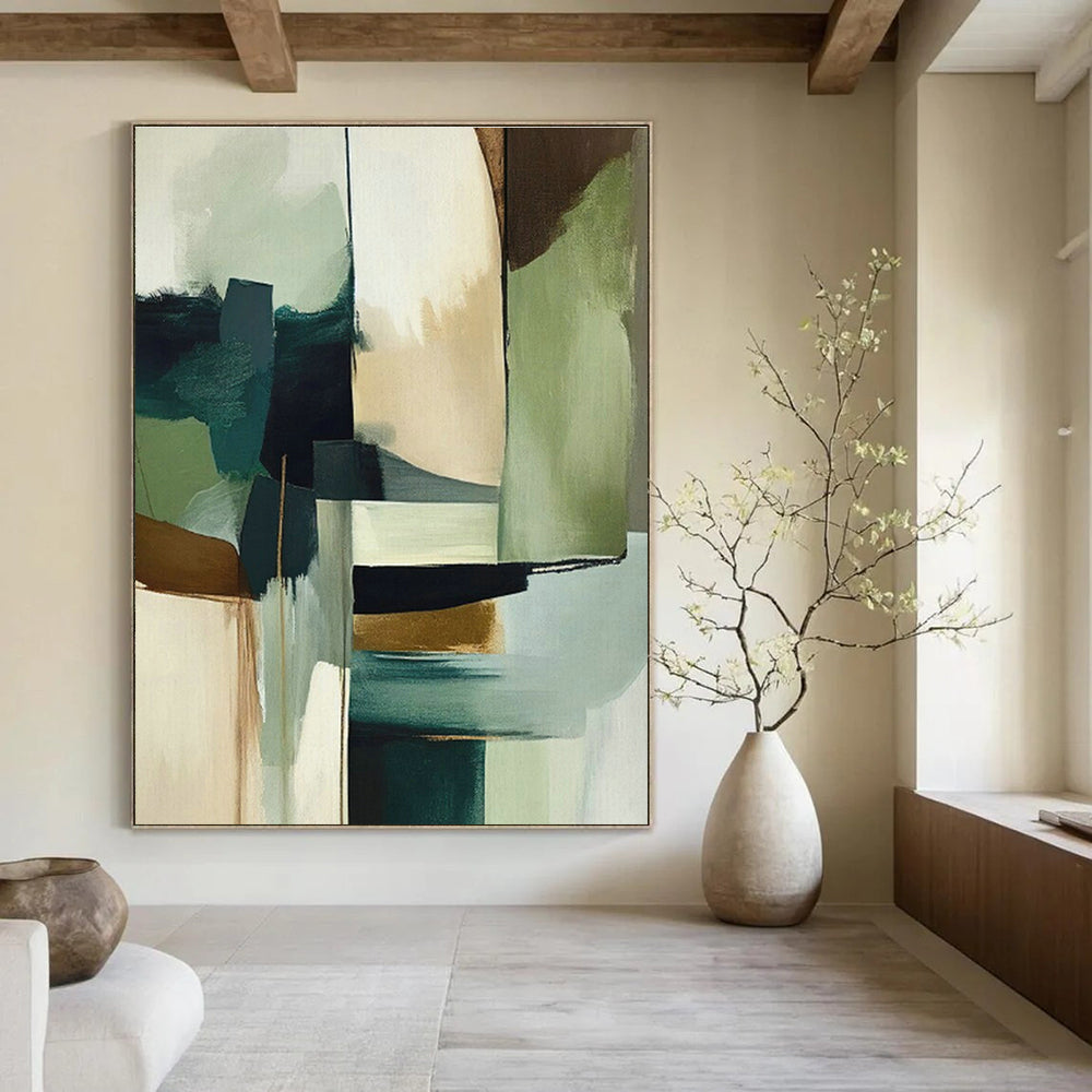 Large Hand-Painted Abstract Art for Cottage Living Room and Cottage Entryway DLZ1637