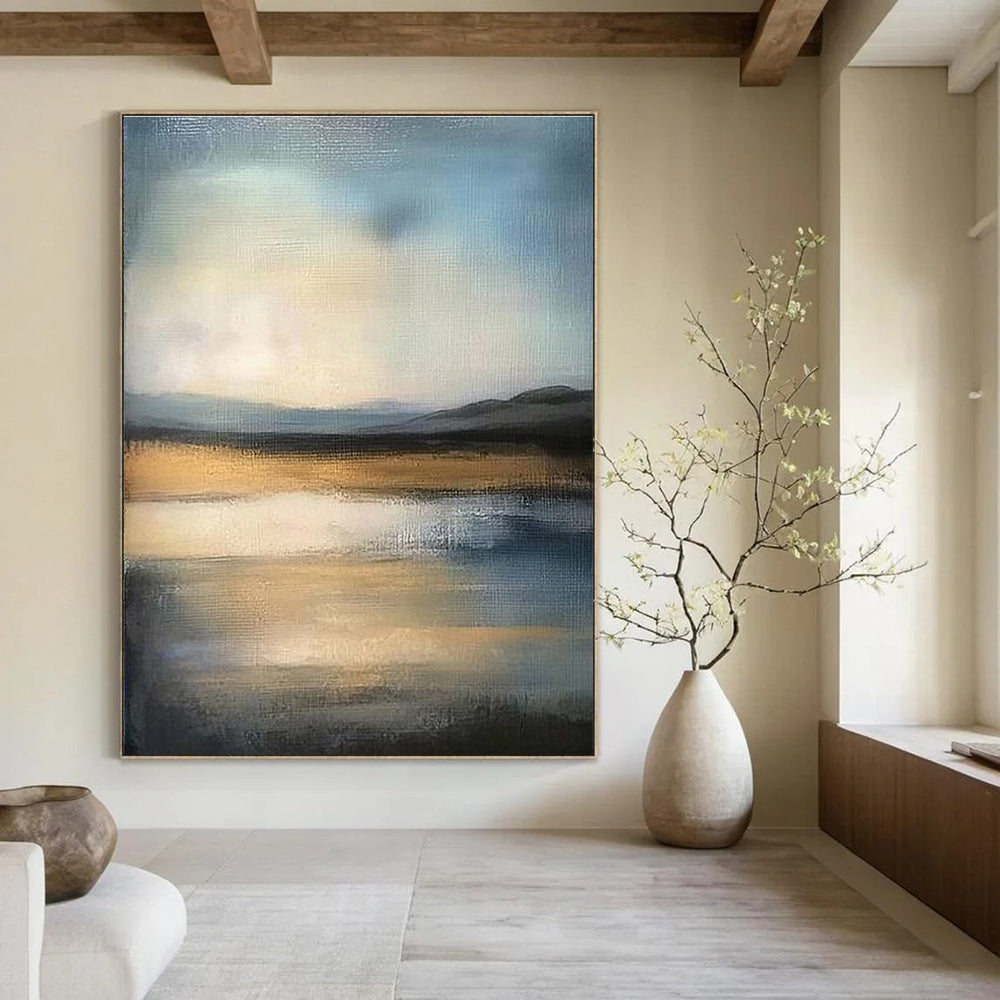 A large abstract painting featuring vibrant colors and dynamic shapes that inspire creativity and elevate any space’s ambiance.STSC1495