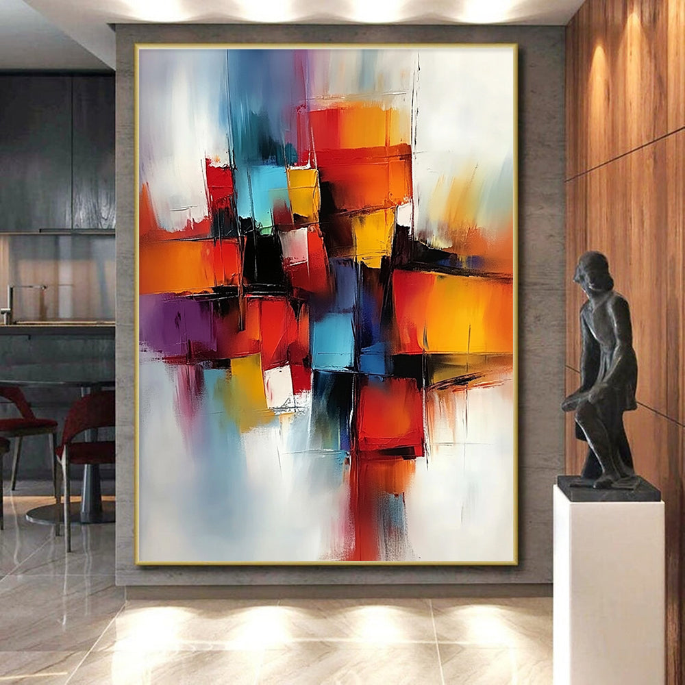 Colorful Block Abstract Painting with Vibrant Hues GER670