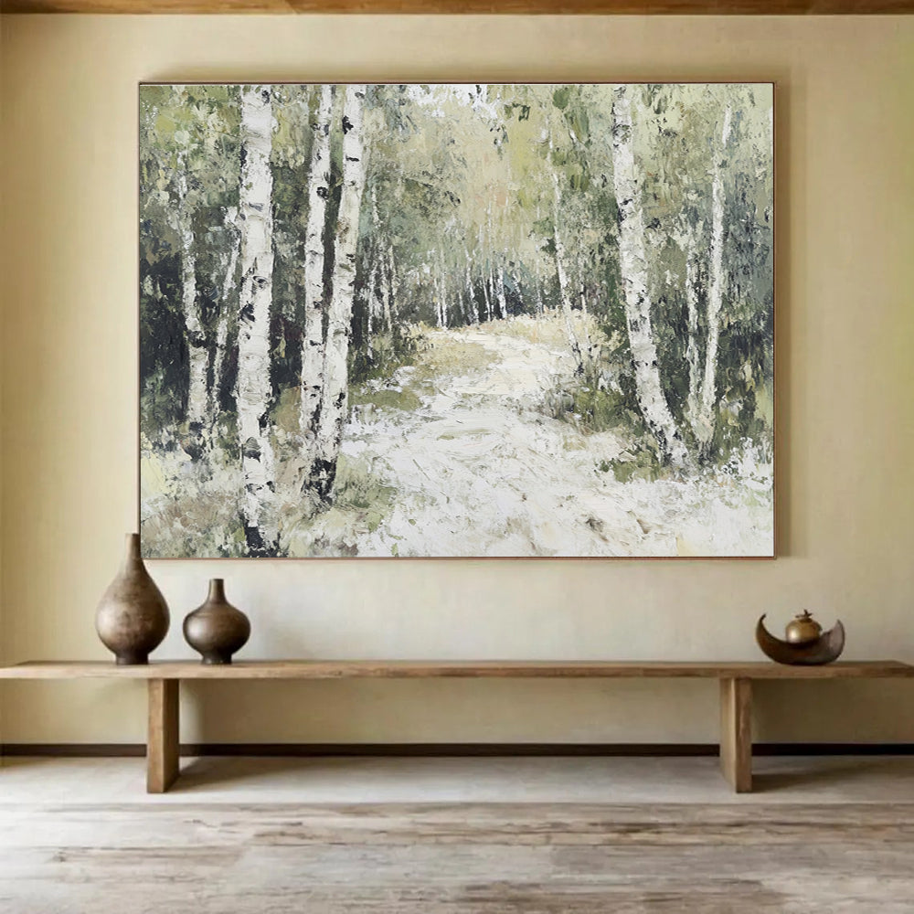 Birch Forest Path - Impressionist Landscape Painting DYP058