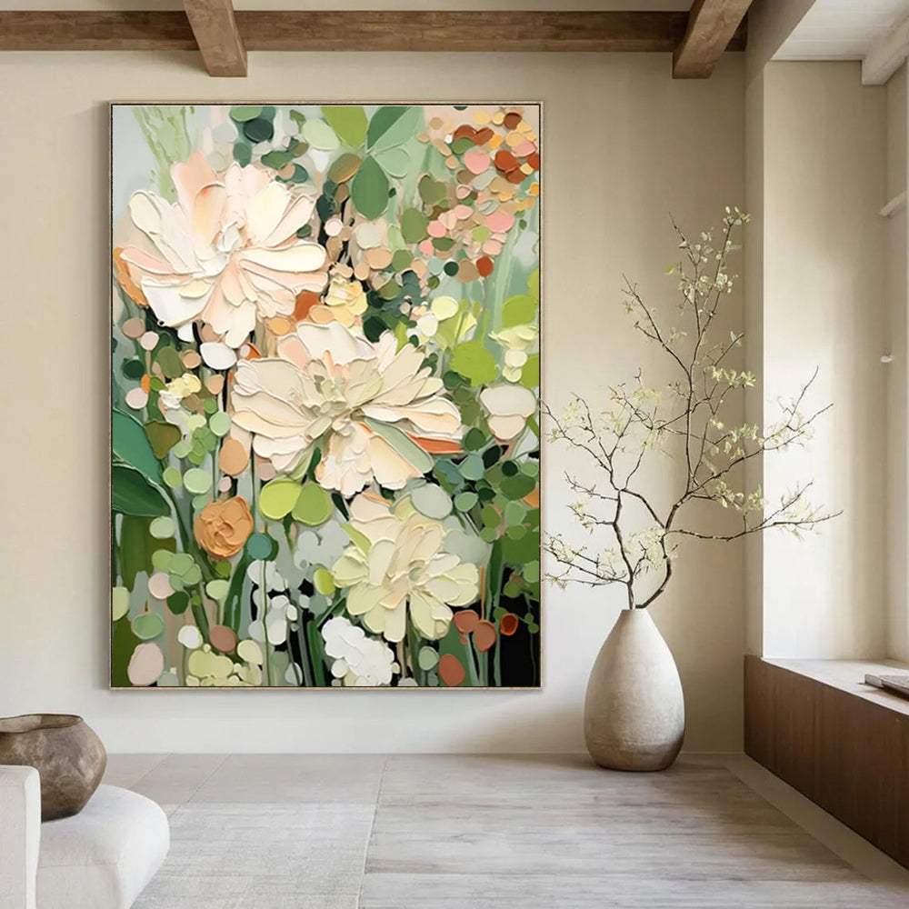 Textured Floral Abstract Painting with Soft Pastel Tones ADGE422