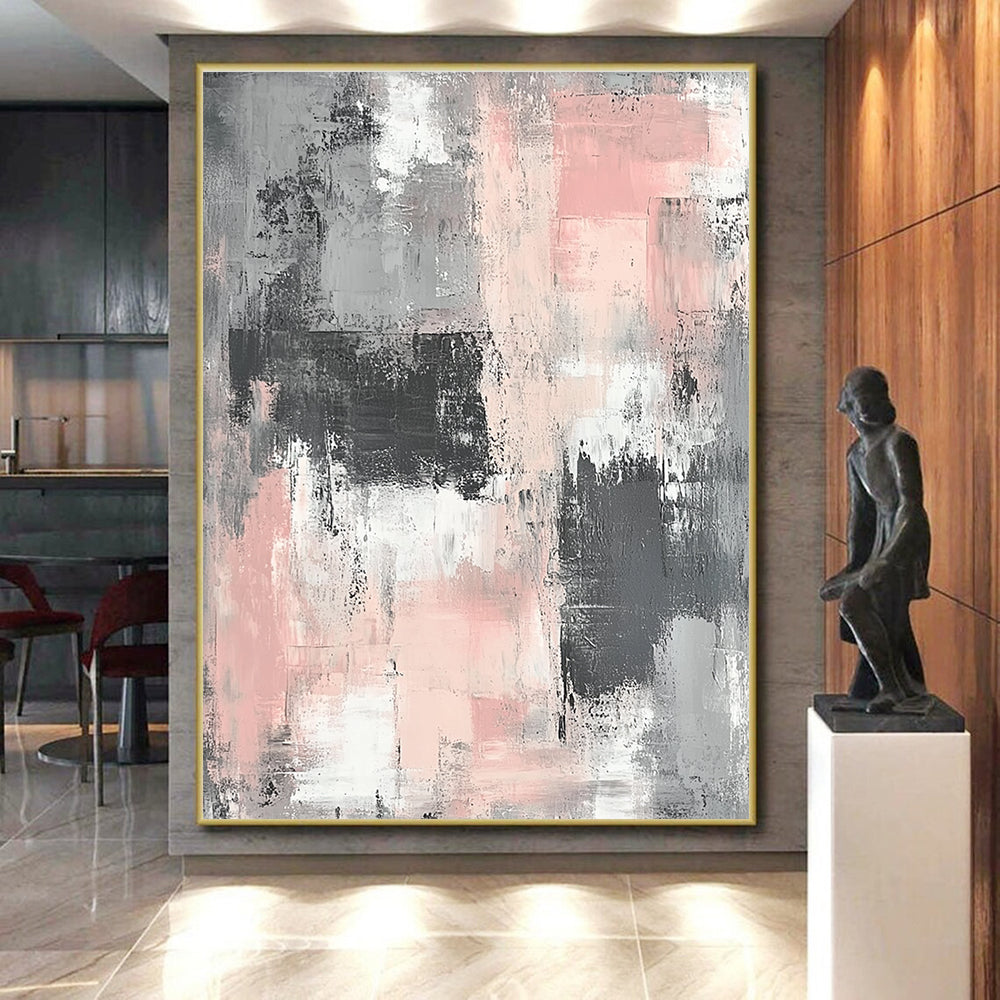 Gray Pink Abstract Textures Painting GER860