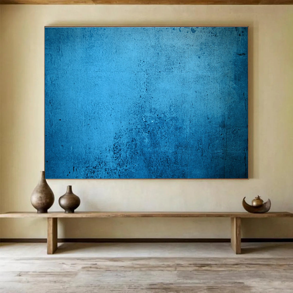 Large abstract painting featuring a dark blue grunge background with ultra-realistic texture perfect for modern decor.SC576