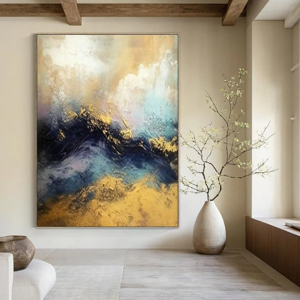 Large Custom Handmade Abstract Wall Art for Cottage Bedroom Hairbrush Stand Wall & Living Room Remote Control Caddy Back Wall DLZ1812