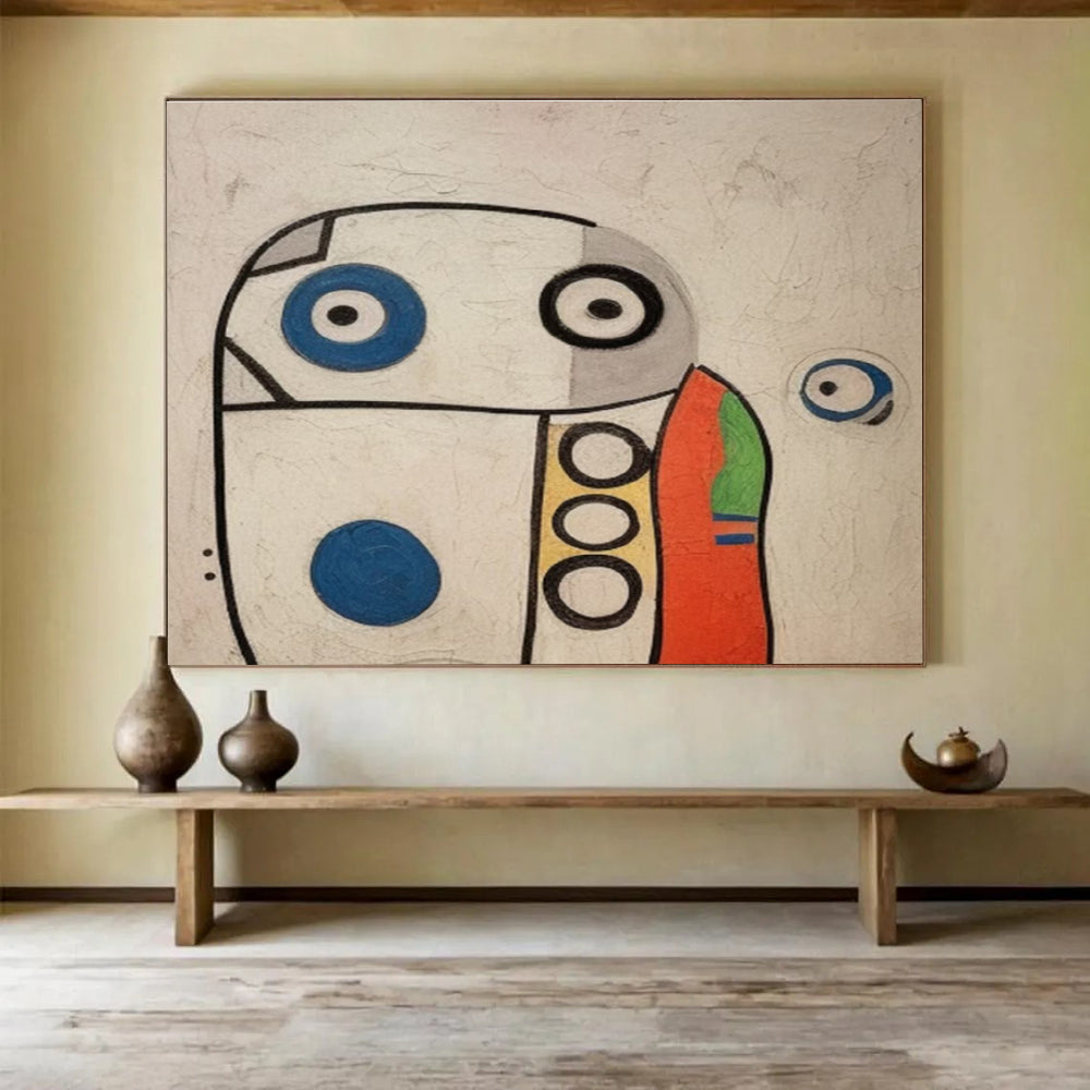 Whimsical Robot - Like Figure Abstract Painting THY001