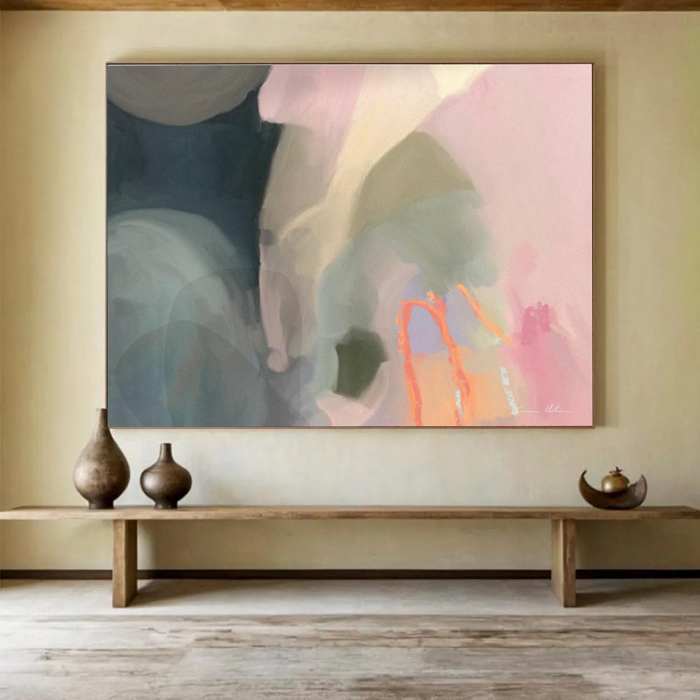 Soft Color Abstract Painting with Gentle, Dreamy Hues THY404