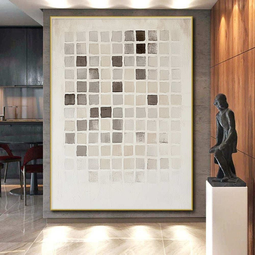 Grid - Style Neutral Tones Abstract Painting GER295