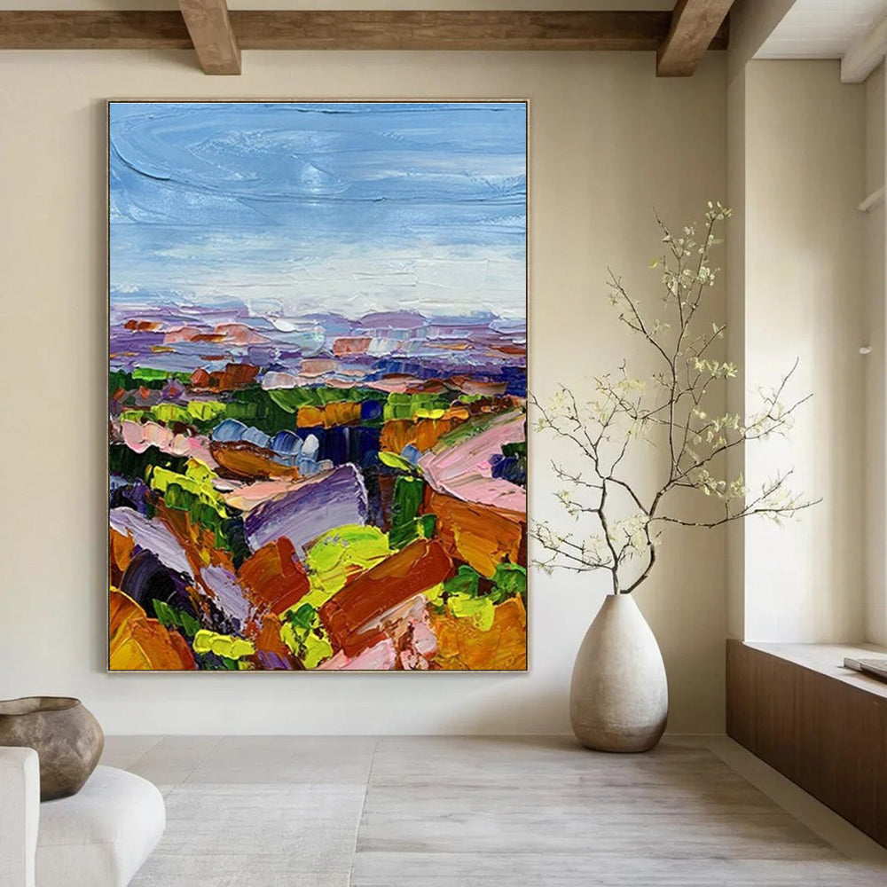 Colorful Landscape Abstract Painting with Layered Textures ADGE276