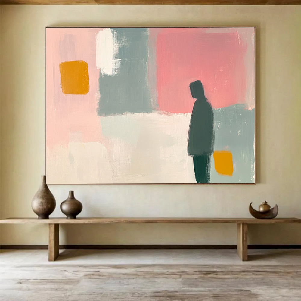 Solitary Figure Abstract Painting with Muted Tones DYP538