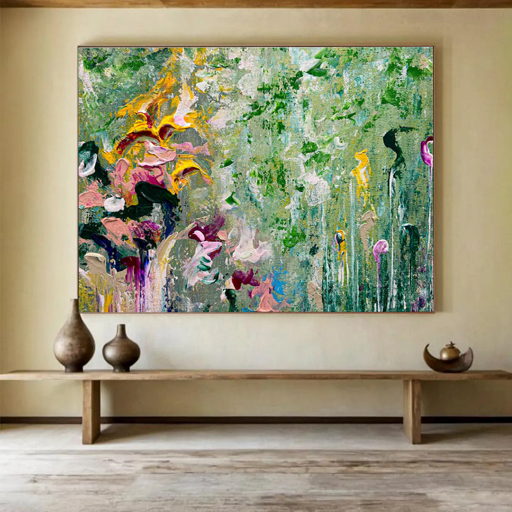 Floral Abstract Painting with Playful Flower Forms THY336