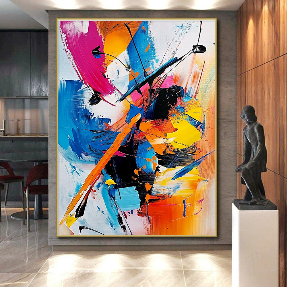 Colorful Dynamic Abstract Painting with Bold Strokes GER640