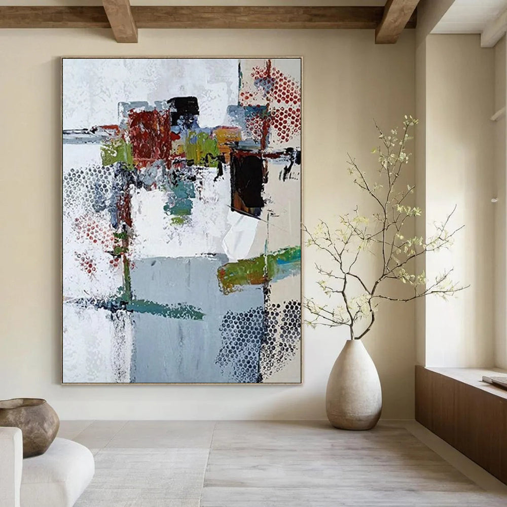 White Red Green Blue Abstract Painting ADGE042