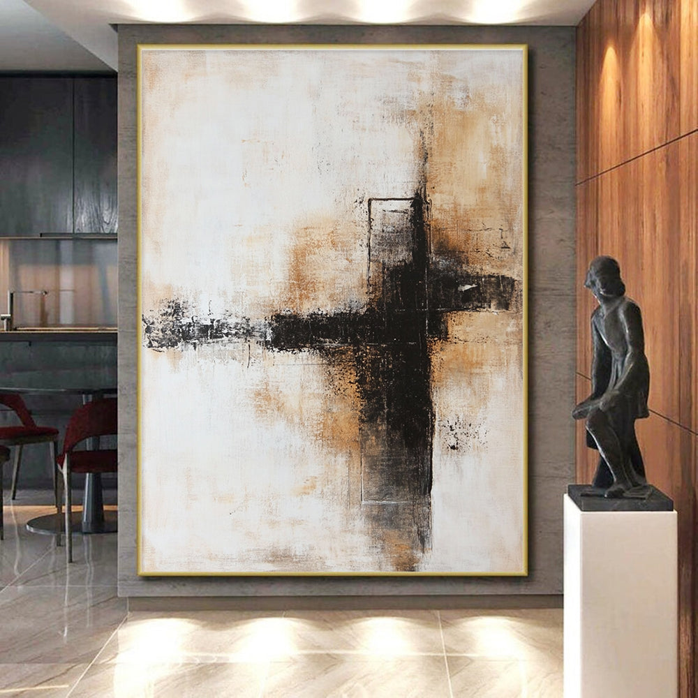 Cross Abstract with Black Brown and Beige GER339