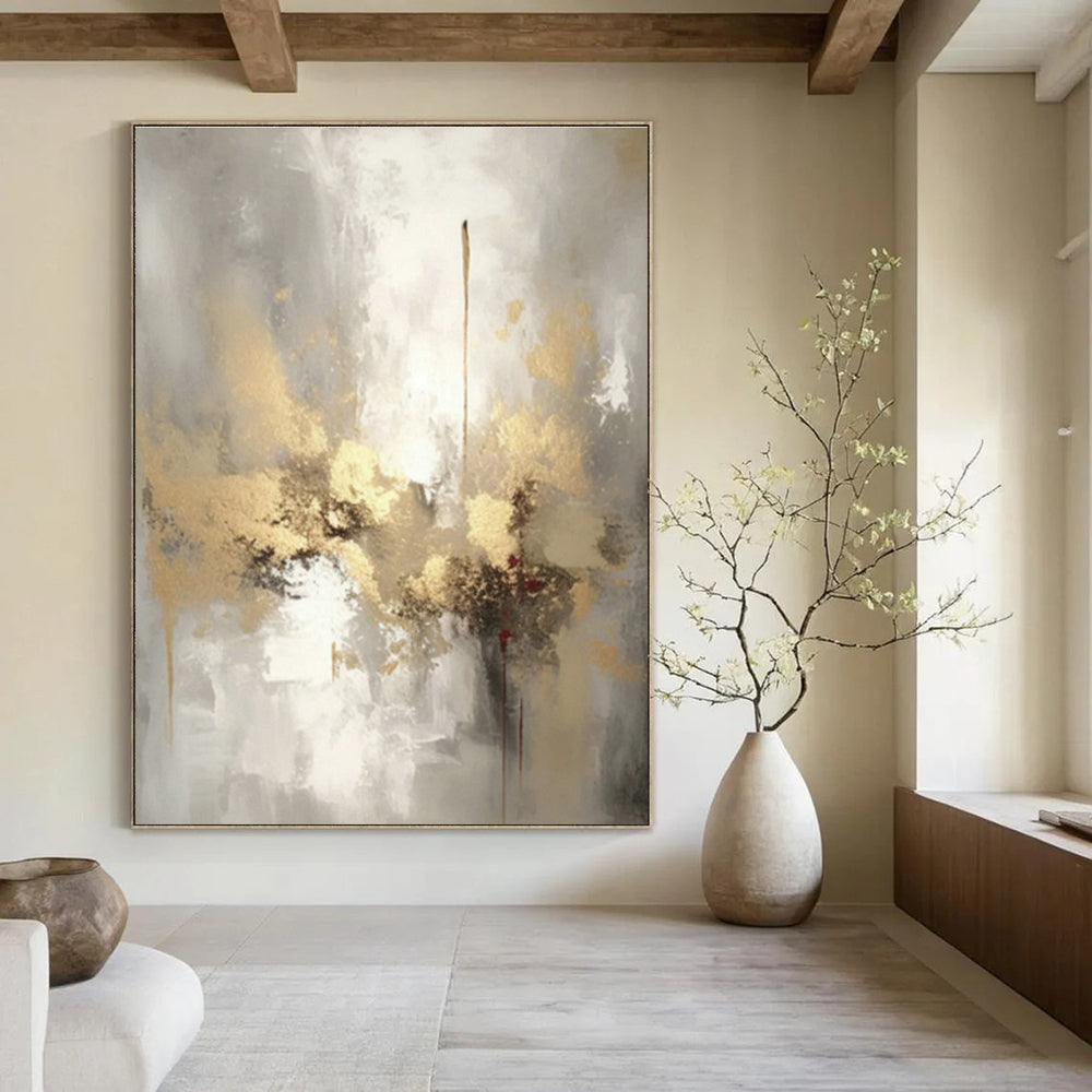 Oversized Abstract Hand - Painted Murals for Office Reception Area Feature Columns & Bedroom Alcove Built - in Shelves DLZ0860