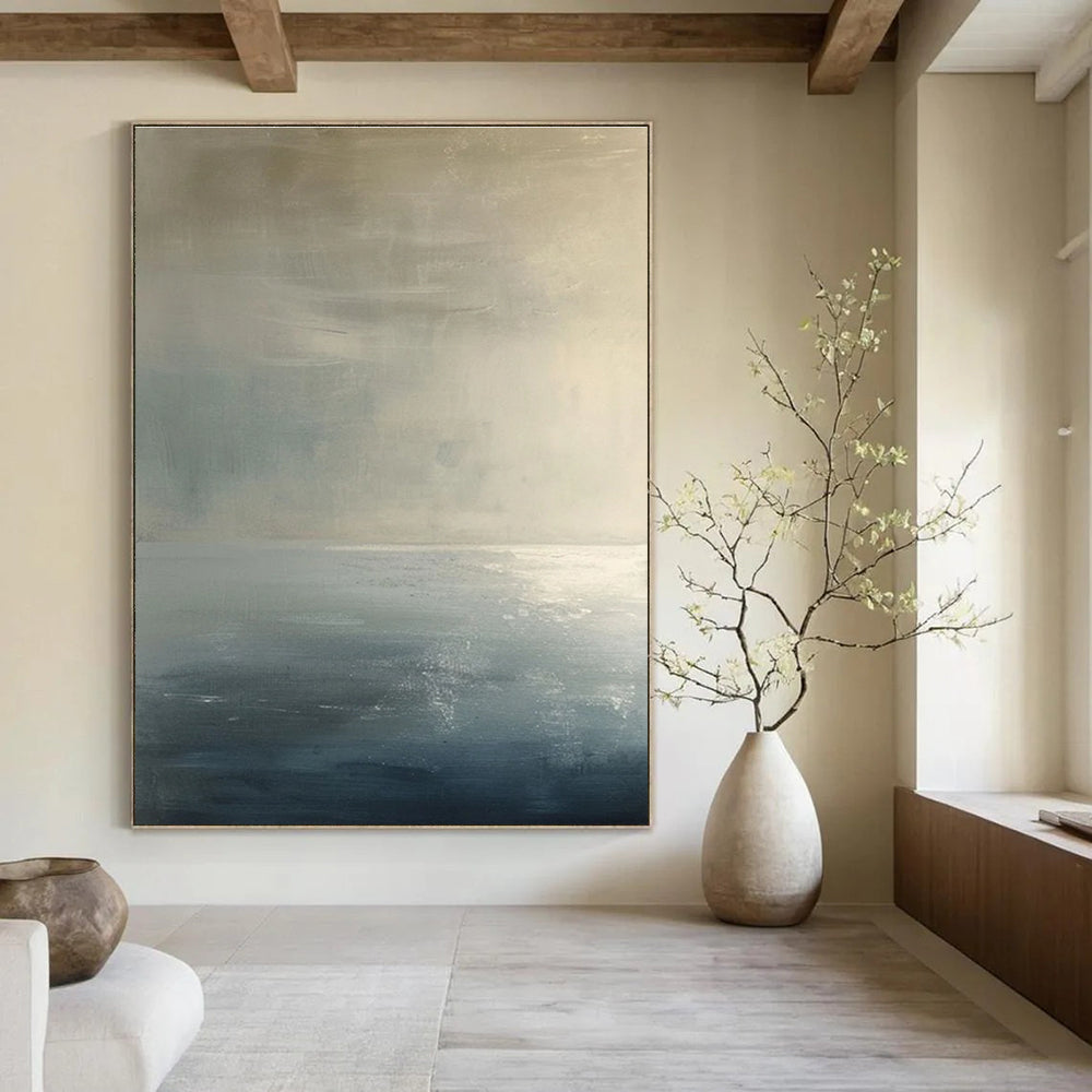 Subtle Light - toned Abstract Painting with Gray and Beige ADGE299