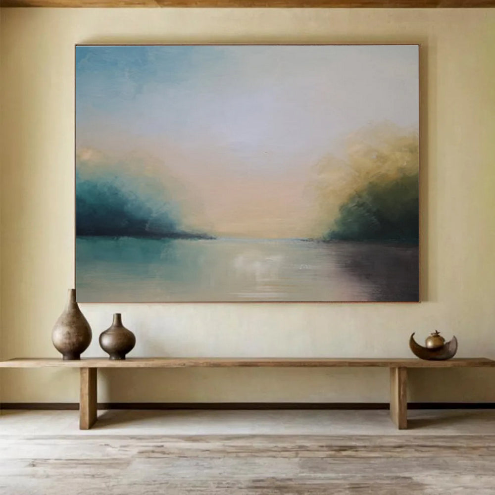 Soft Toned River Sky Abstract Painting THY014