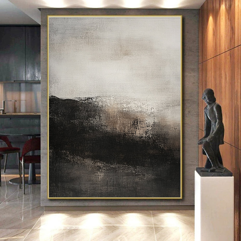 Black White and Gray Abstract Painting with Subtle Gradients GER428