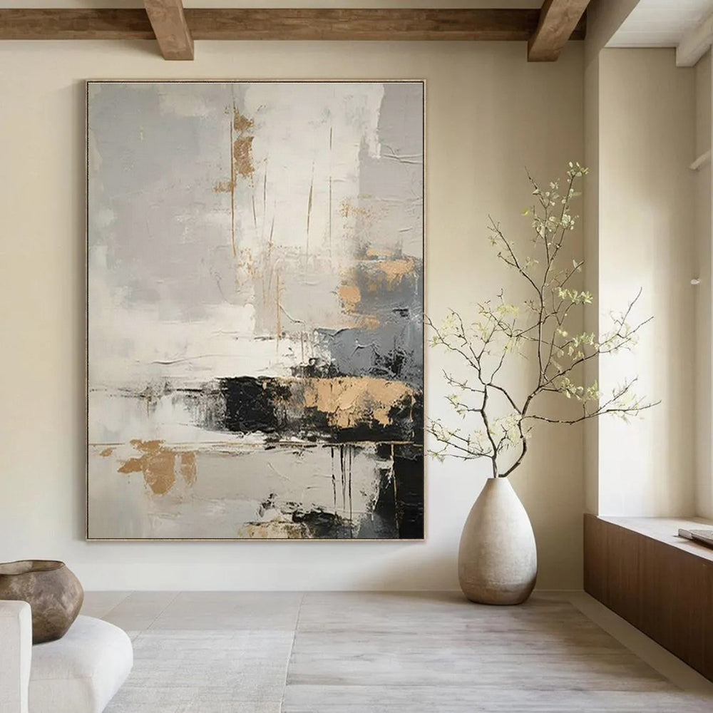 Original Hand-Painted Abstract Canvas for Cottage Living Room Wall Clock Niche & Bedroom Alarm Clock Wall DLZ1750