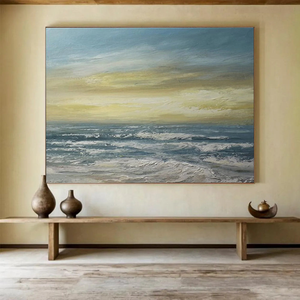 Yellow Sky Sea Sunset Abstract Painting THY032