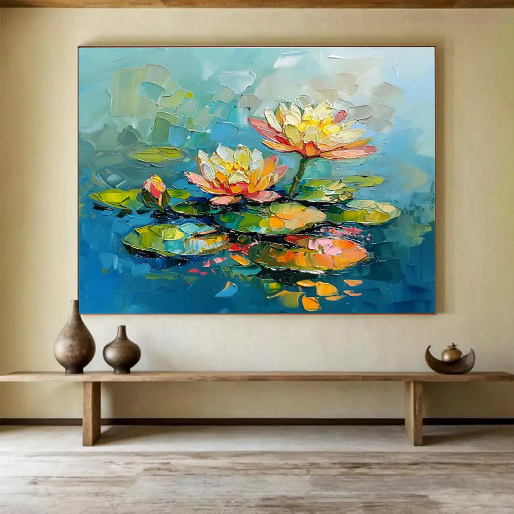 Colorful Water Lilies Abstract Painting THY087