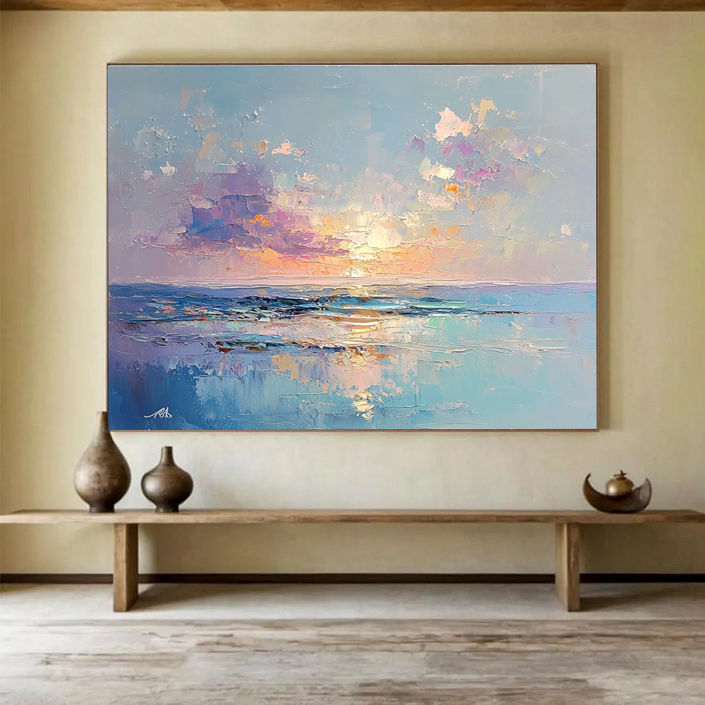 Colorful Sunset Sea - Impressionist Abstract Painting DYP010