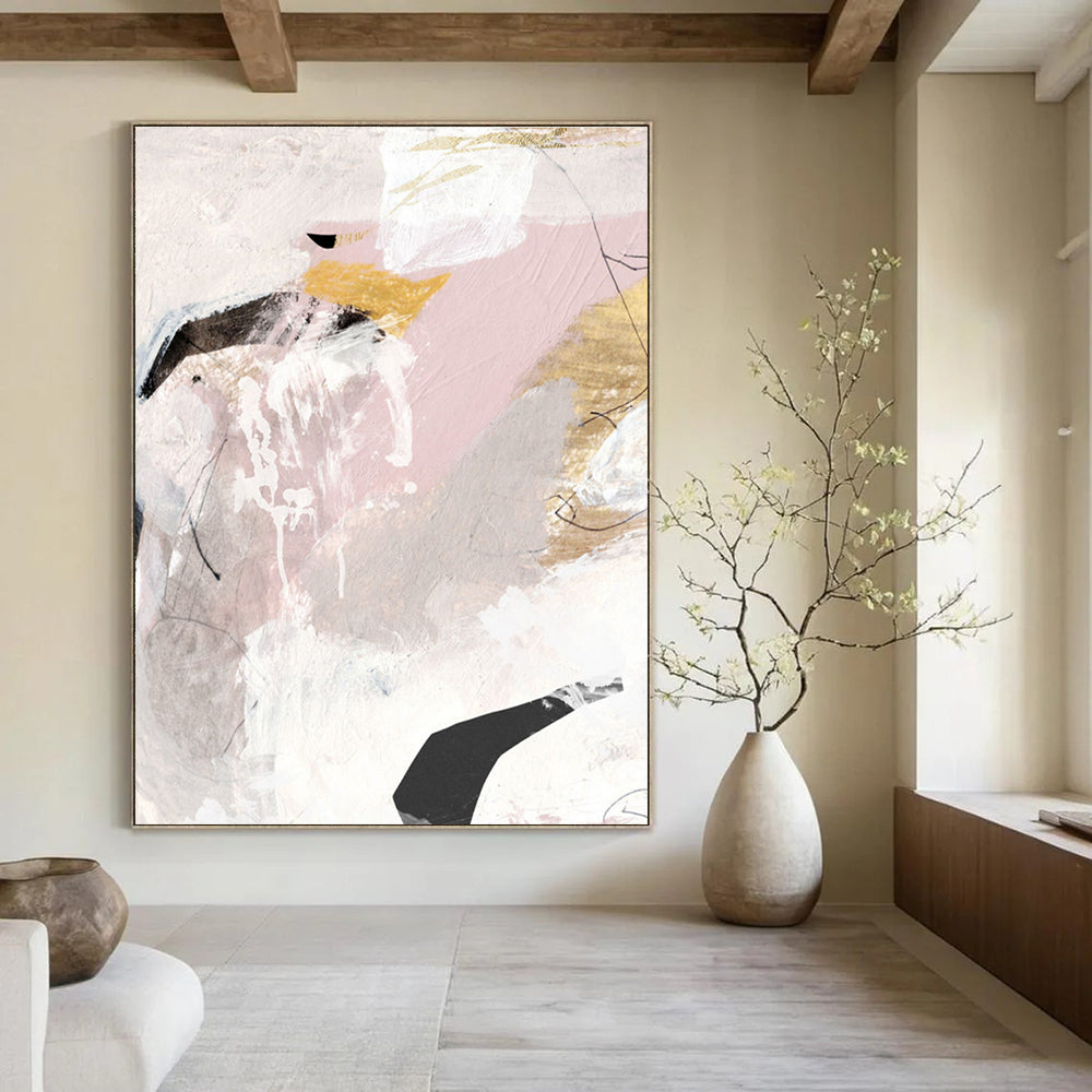 Pink and Gold Abstract with Subtle Details Painting ADGE188