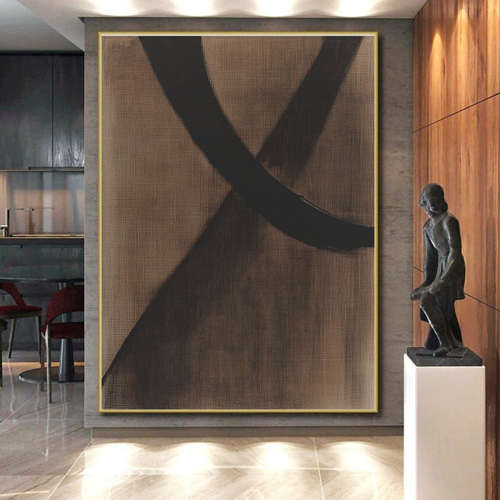 Brown and Black Abstract Painting with Bold Brushstrokes GER046