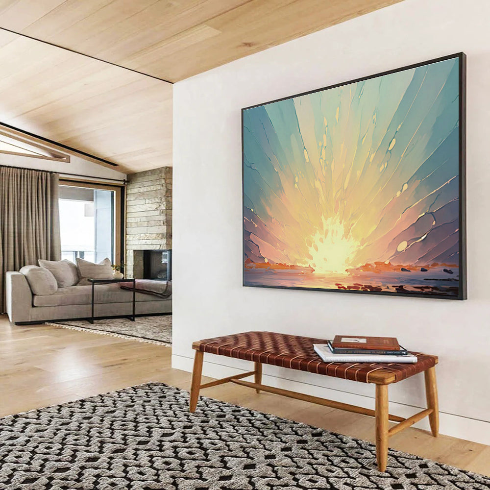 Large-Size Custom Hand-Painted Abstract Painting for Urban Vertical Farming LED Lighting R & D Center DLZ3049