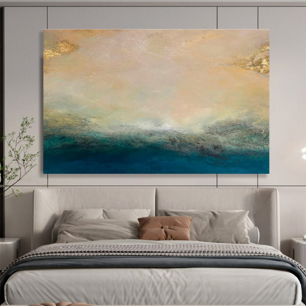Oversized Custom Abstract Hand Painting for Deep-Sea Coral Larval Dispersal and Recruitment Research Project Office DLZ3154