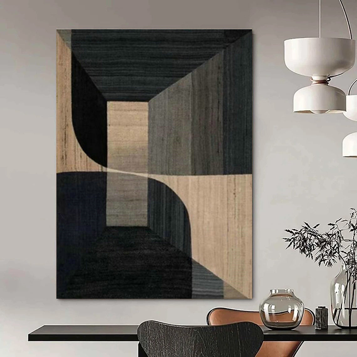 Grand Custom Hand-Painted Abstract Canvas - Artistic Sophistication for Interior Design Showrooms  DLZ0244