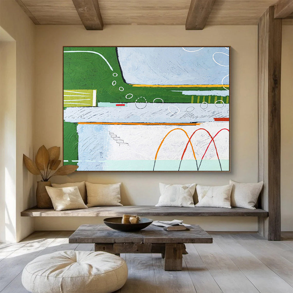 Large Custom Abstract Hand-Painted Art for Antarctic Penguin Colony Research Station DLZ2949