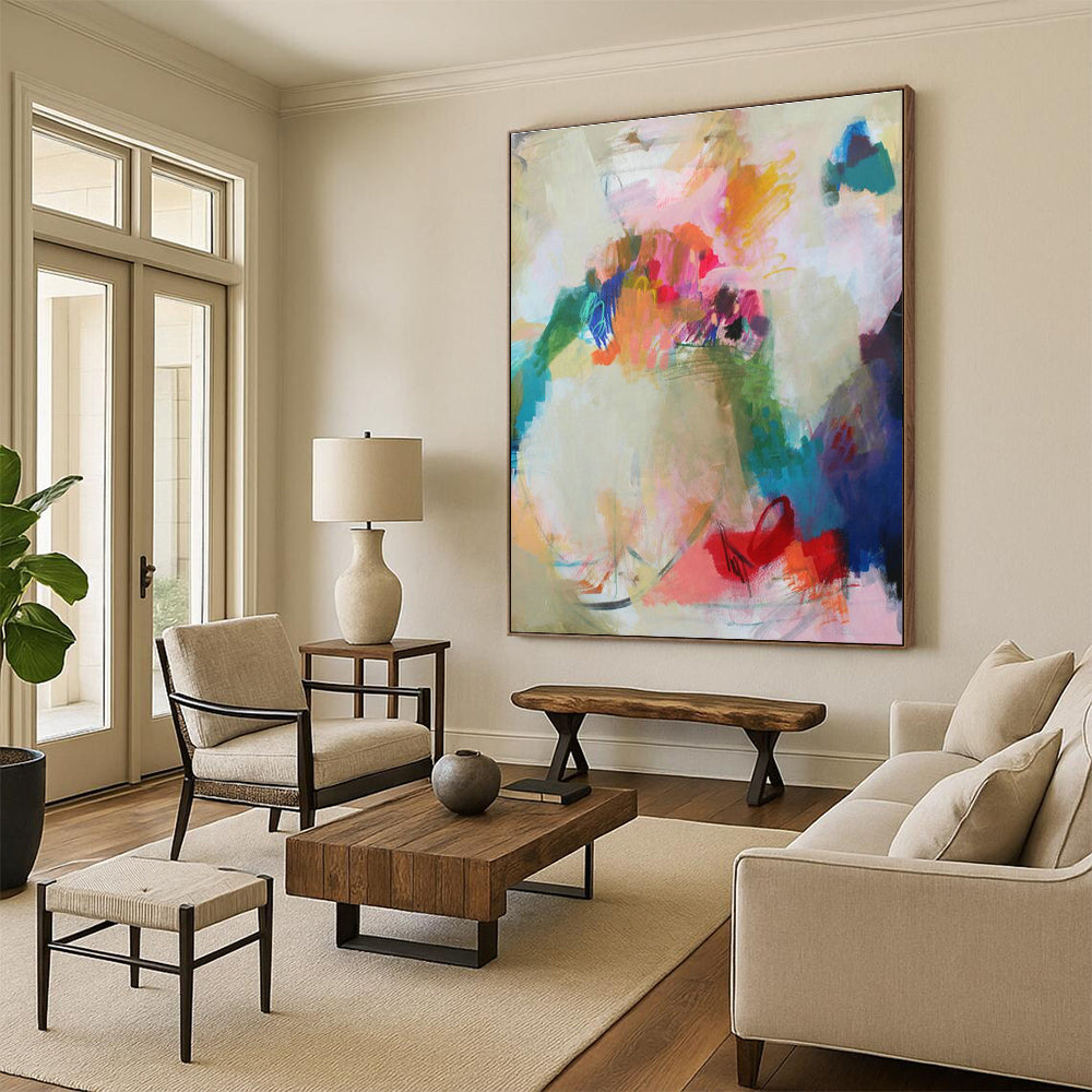 Spacious Custom Hand-Painted Abstract Art - Perfect for Community Centers  DLZ0150