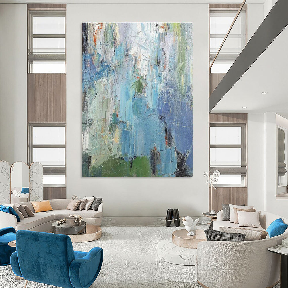 Gigantic Custom Hand-Painted Abstract Painting - Medieval Majesty for Castle Ruins Visitor Centers  DLZ0270