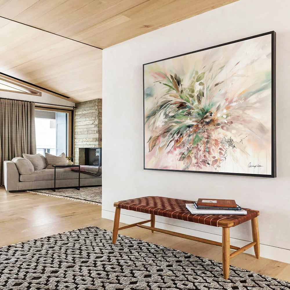 Customized Large-Scale Abstract Hand Painting for Arctic Tundra Research Base Mess Hall DLZ2919
