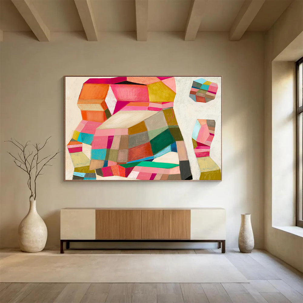 Reclaimed Wood Custom Hand-Painted Abstract for Eco-Friendly Spaces