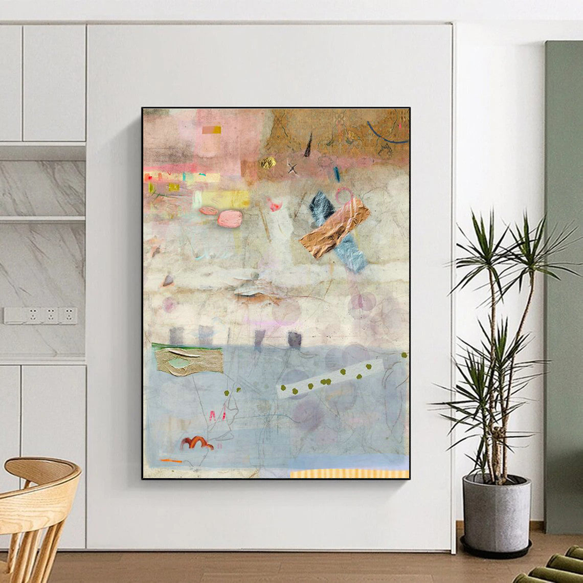 Striking Large Custom Hand-Painted Abstract Canvas - Bold Statement for Artistic Lofts  DLZ0167