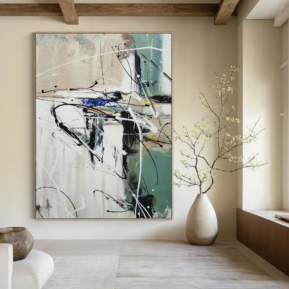 Enormous Custom Hand-Painted Abstract Painting - Artisanal Soul for Blacksmith Workshops  DLZ0309