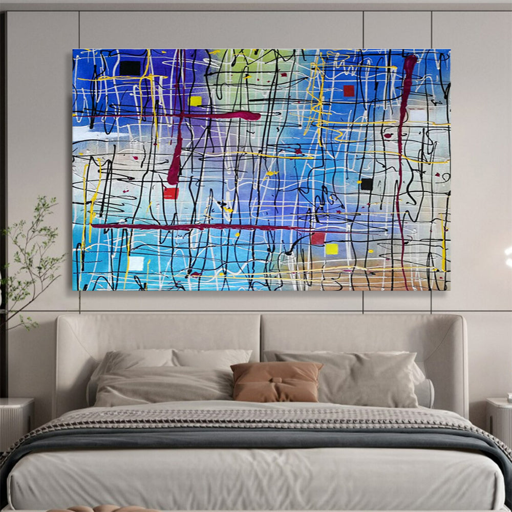 Hand-Painted Large Abstract Canvas, Dramatic Black and White for Entryways DLZ3233