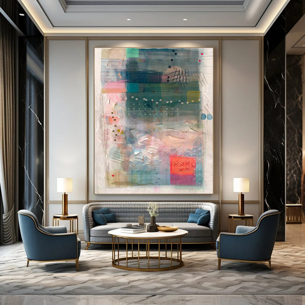 Oversized Custom Hand-Painted Abstract Canvas - Stunning Centerpiece for Art Galleries  DLZ0156