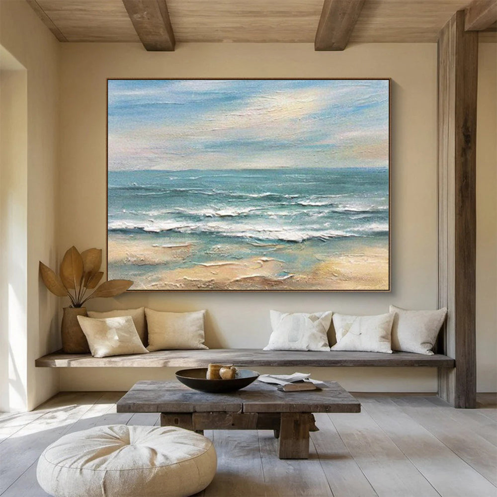 Oversized Custom Hand-Painted Abstract Art for Beachfront Conference Center DLZ2914