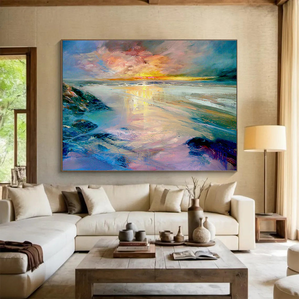 Bespoke Vertical Urban Aquarium Oversized Abstract Hand-Painted Art DLZ2597