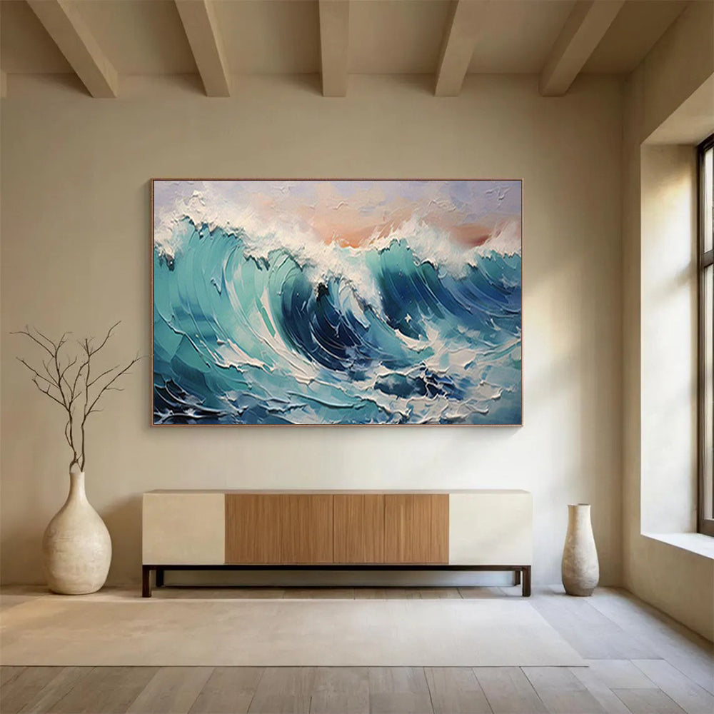 Oversized Custom Hand-Painted Abstract Art for Antarctic Marine Mammal Satellite Tagging Operations Base DLZ3063