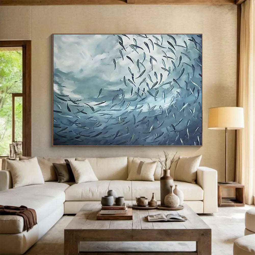 Custom Giant Abstract Hand Painting for Subterranean Aquifer Water Quality Remediation and Monitoring Center DLZ3176